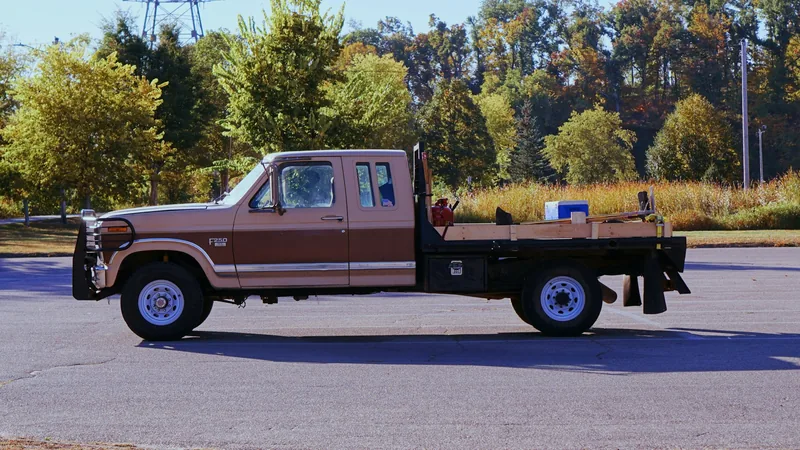 Contractor work truck parked at a job